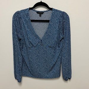 Banana Republic Long Sleeve Blue Polka Dot Blouse size S